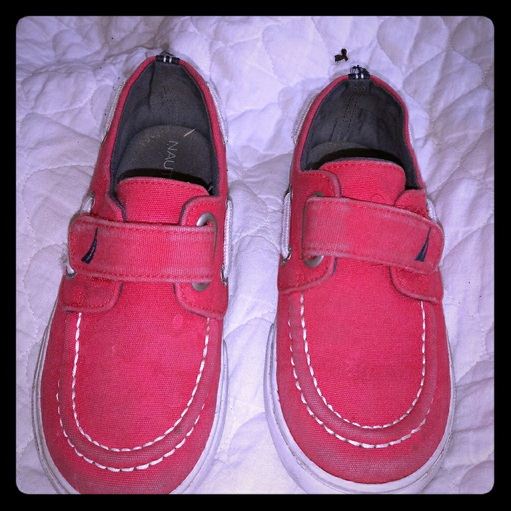 Kid red nautica shoes size 10